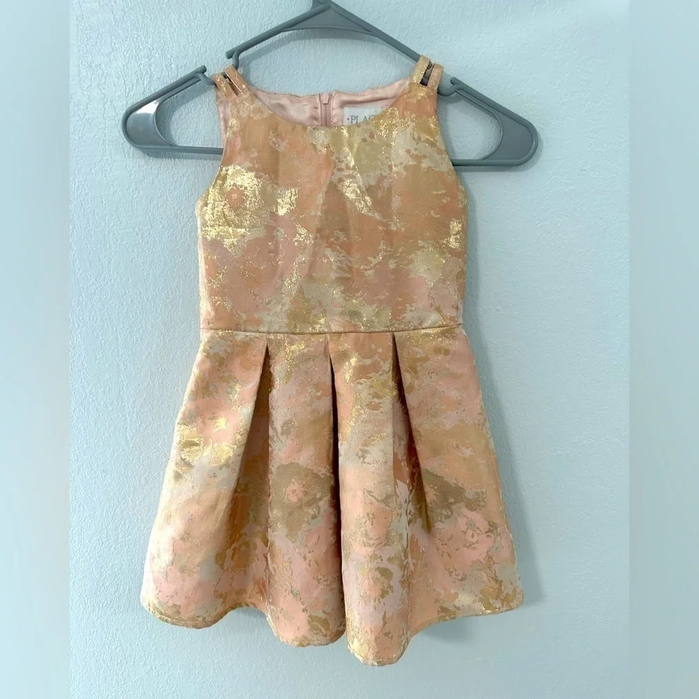 The Children’s Place Girls Formal Sz 4T Pink Gold Metallic Party Holiday Dress